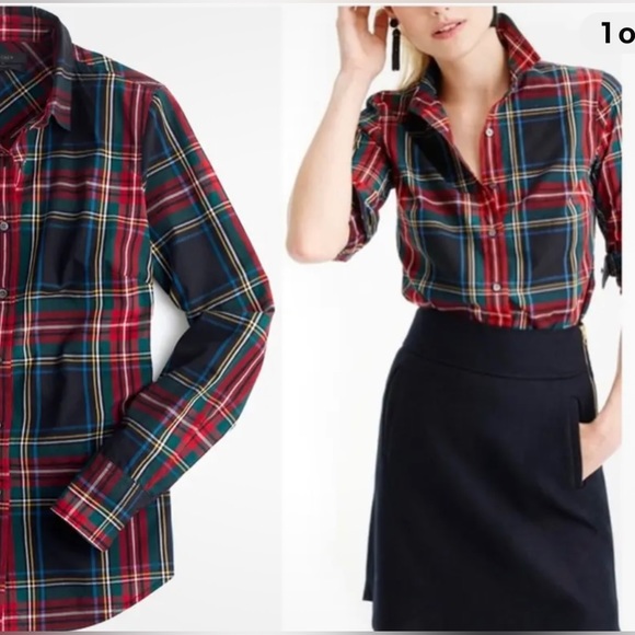J. Crew Tops - J. Crew Perfect Stewart Tartan Plaid Long Sleeve Button-Up Shirt Women's 4
